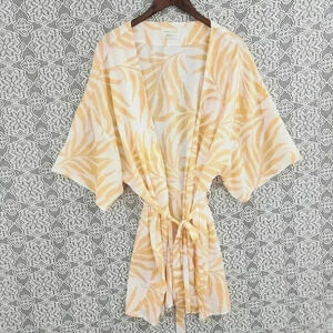 Maison Du Soir Palm Leaves  Kimono Sleeve Robe Women's M/L